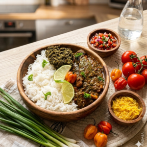 Madaba au Bœuf – Riz nature & Feuilles de Manioc Pilées